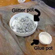 Activities for tech products glue pot and glitter for beads