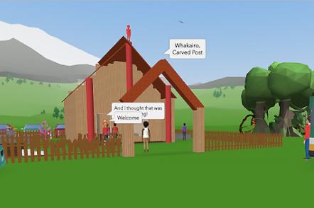 Screen shot of student created marae with people being welcoming