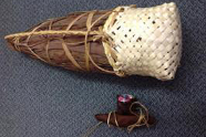 Tītī/mutton bird storage bag made from kelp and harakeke