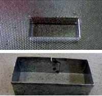 Mould and metal cutter for bars.