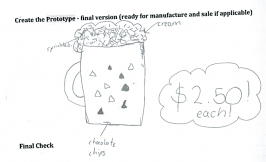 Student's drawing of a muffin in a mug