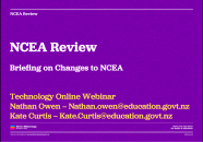 Title slide for the NCEA Review webinar