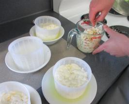 mixing feta cheese and flavouring elements