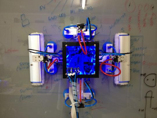 Robotic window cleaner prototype 2 on a whiteboard
