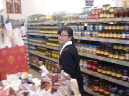 Student shopping for ingredients
