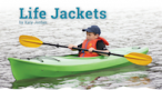 Title and photo of a boy in a kayak wearing a life jacket.