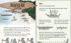 The first two pages of a painted hoe, illustrations of waka