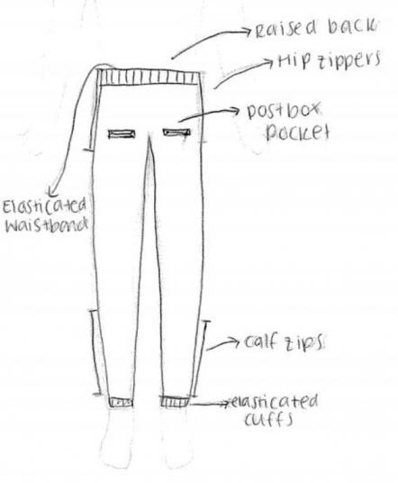 Final design sketch of pants.
