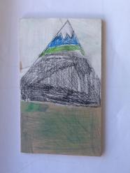 A student's modelling with crayons for their Mt Taranaki design
