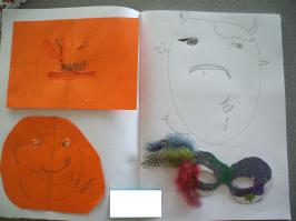 A student's sketches for their mask