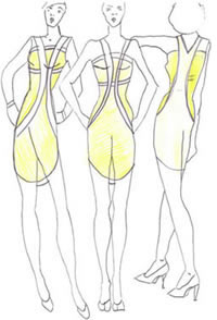 Concept drawing for tennis dress design.
