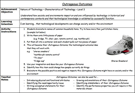 Curriculum focused activity outrageous outcomes