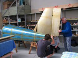 Mounting the vertical stabiliser and rudder to the tail cone.  