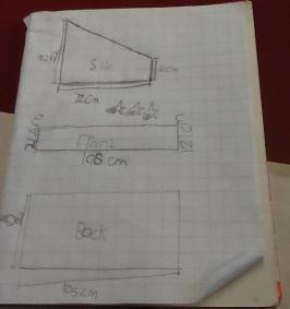 Student's plan for the shade house in their maths book