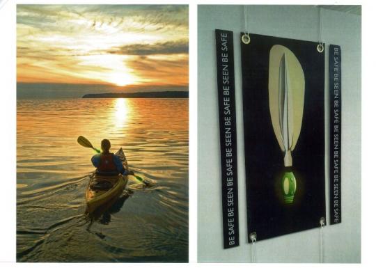 Safety lights on a kayakers paddle