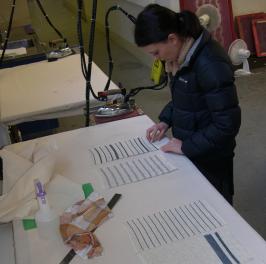 Stacey Ellis working on samples