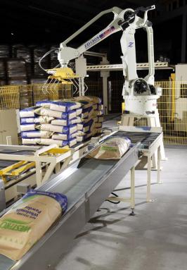 WMP use of robots to transport bags of milk powder