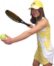 Yellow and white tennis dress.